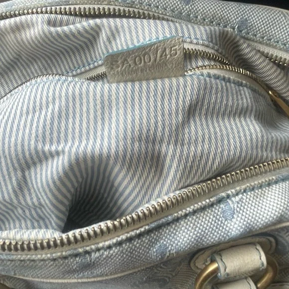 CELINE C Macadam Canvas Hand Bag Light Blue - Picture 13 of 14
